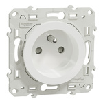 White 1 Gang Plug Socket, 2 Poles, 16A, French 2P