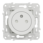 White 1 Gang Plug Socket, 2 Poles, 16A, French 2P, Indoor Use
