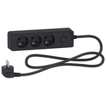French 2P 3 Gang Trailing Socket, 1.5m Cable, 16A, 250 V