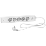 French 2P 5 Gang Trailing Socket, 1.5m Cable, 16A, 250 V