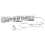 French 2P 5 Gang Trailing Socket, 1.5m Cable, 16A, 250 V