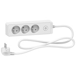 French 2P 3 Gang Trailing Socket, 1.5m Cable, 16A, 250 V