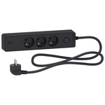 French 2P 3 Gang Trailing Socket, 1.5m Cable, 16A, 250 V