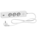 French 2P 3 Gang Trailing Socket, 1.5m Cable, 16A, 250 V