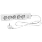 French 2P 5 Gang Trailing Socket, 1.5m Cable, 16A, 250 V