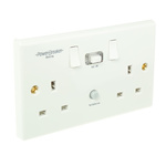 Power Breaker PowerBreaker H 13A, BS Fixing, Passive, 2 Gang RCD Socket, Polycarbonate, Surface Mount , Switched, 230 V