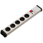 Type F - German Schuko 5 Gang Power Distribution Unit, No, 16A, 250 V, Fused, Surge Protected