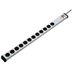Type F - German Schuko 12 Gang Power Distribution Unit, 1.5m Cable, 16A, 250 V, Surge Protected