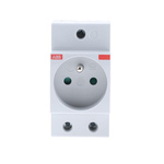 ABB Grey 1 Gang Plug Socket, 16A, Type E - French, Indoor Use