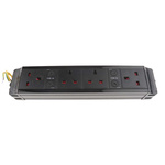 Type G - British 4 Gang Power Distribution Unit, 0.15m Cable, Fused
