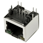 Amphenol ICC RJHS Series Female RJ45 Connector, Through Hole, Cat5e, Tin Plated Copper Alloy Shield