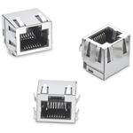 Wurth Elektronik WR-MJ Series Female RJ45 Connector, Surface Mount, Nickel Plated Brass Shield