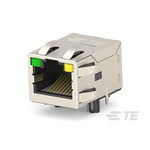 TE Connectivity 2337992 Series Female RJ45 Connector, Through Hole, Cat5, Nickel Plated Brass Shield