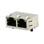 TE Connectivity 2337994 Series Female RJ45 Connector, Through Hole, Cat5, Nickel Plated Brass Shield