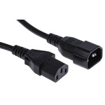 RS PRO Straight IEC C13 Socket to Straight IEC C14 Plug Power Cord, 2m
