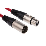 RS PRO Female 3 Pin XLR to Male 3 Pin XLR Cable, Red, 3m