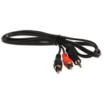 RS PRO Male 3.5mm Stereo Jack to Male RCA x 2 Aux Cable, Black, 1m