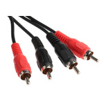 RS PRO Male RCA x 2 to Male RCA x 2 Aux Cable, Black, 1m