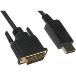 RS PRO Male DisplayPort to Male DVI-D Dual Link, PVC  Cable, 1080p, 5m