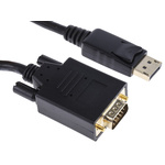 RS PRO Male DisplayPort to Male VGA, PVC Cable, 1080p, 3m