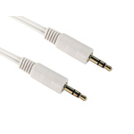 RS PRO Male 3.5mm Stereo Jack to Male 3.5mm Stereo Jack Aux Cable, White, 500mm