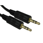 RS PRO Male 3.5mm Stereo Jack to Male 3.5mm Stereo Jack Aux Cable, Black, 10m