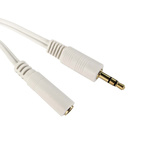 RS PRO Male 3.5mm Stereo Jack to Female 3.5mm Stereo Jack Aux Cable, White, 2m