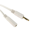 RS PRO Male 3.5mm Stereo Jack to Female 3.5mm Stereo Jack Aux Cable, White, 5m