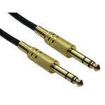RS PRO Male 6.35mm Stereo Jack to Male 6.35mm Stereo Jack Aux Cable, Black, 1m