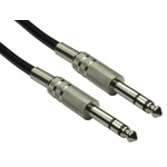 RS PRO Male 6.35mm Stereo Jack to Male 6.35mm Stereo Jack Aux Cable, Black, 20m