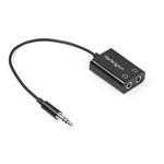 StarTech.com Male 3.5mm Stereo Jack to Female 3.5mm Stereo Jack x 2 Aux Cable, Black, 152.4mm