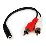 StarTech.com Female 3.5mm Stereo Jack to Male RCA x 2 Aux Cable, Black, 150mm