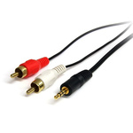 StarTech.com Male 3.5mm Stereo Jack to Male RCA x 2 Aux Cable, Black, 900mm