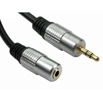 RS PRO Male 3.5mm Stereo Jack to Female 3.5mm Stereo Jack Aux Cable, Black, 500mm