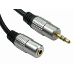 RS PRO Male 3.5mm Stereo Jack to Female 3.5mm Stereo Jack Aux Cable, Black, 3m