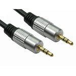 RS PRO Male 3.5mm Stereo Jack to Male 3.5mm Stereo Jack Aux Cable, Black, 5m