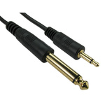 RS PRO Male 6.35mm Mono Jack to Male 3.5mm Mono Jack Aux Cable, Black, 5m