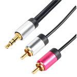 Okdo Male 3.5mm Stereo Jack to Male RCA x 2 Aux Cable, Black, 2m