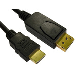 RS PRO Male DisplayPort to Male HDMI, PVC  Cable, 1080p, 1m
