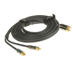 RS PRO Male RCA x 2 to Male RCA x 2 Aux Cable, Black, 3m