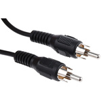 RS PRO Male RCA to Male RCA Aux Cable, Black, 10m