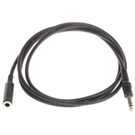 RS PRO Male 6.35mm Stereo Jack to Female 6.35mm Stereo Jack Aux Cable, Black, 2m