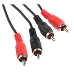 RS PRO Male RCA x 2 to Male RCA x 2 Aux Cable, Black, 2m