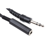 RS PRO Male 6.35mm Stereo Jack to Female 6.35mm Stereo Jack Aux Cable, Black, 5m