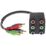 RS PRO Male RCA x 3 to Female RCA x 6 Aux Cable, Blue, Green, Red, 12in