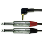 Van Damme Male 3.5mm Stereo Jack to Male RCA x 2 Aux Cable, Black, 3m