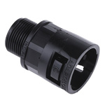 Adaptaflex M25 Straight Cable Conduit Fitting, Black 28mm nominal size