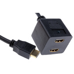 RS PRO Male HDMI to Female HDMI x 2 Cable, 30cm