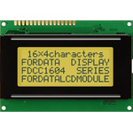 Fordata FC1604A01-FSYYBW-51SE FC LCD LCD Graphic Display, Green, Yellow on, 4 Rows by 16 Characters, Transflective