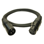 RS PRO Male 3 Pin XLR to Female 3 Pin XLR  Cable, Black, 1.5m